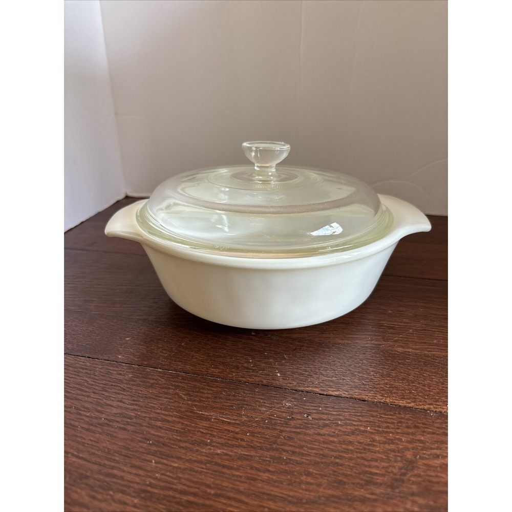 Vintage Fire King Vintage Anchor Hocking #436 1qt Casserole With Lid Solid White